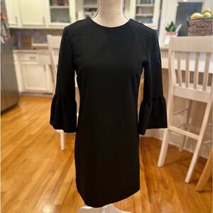 Zara black bell sleeved sheath dress
